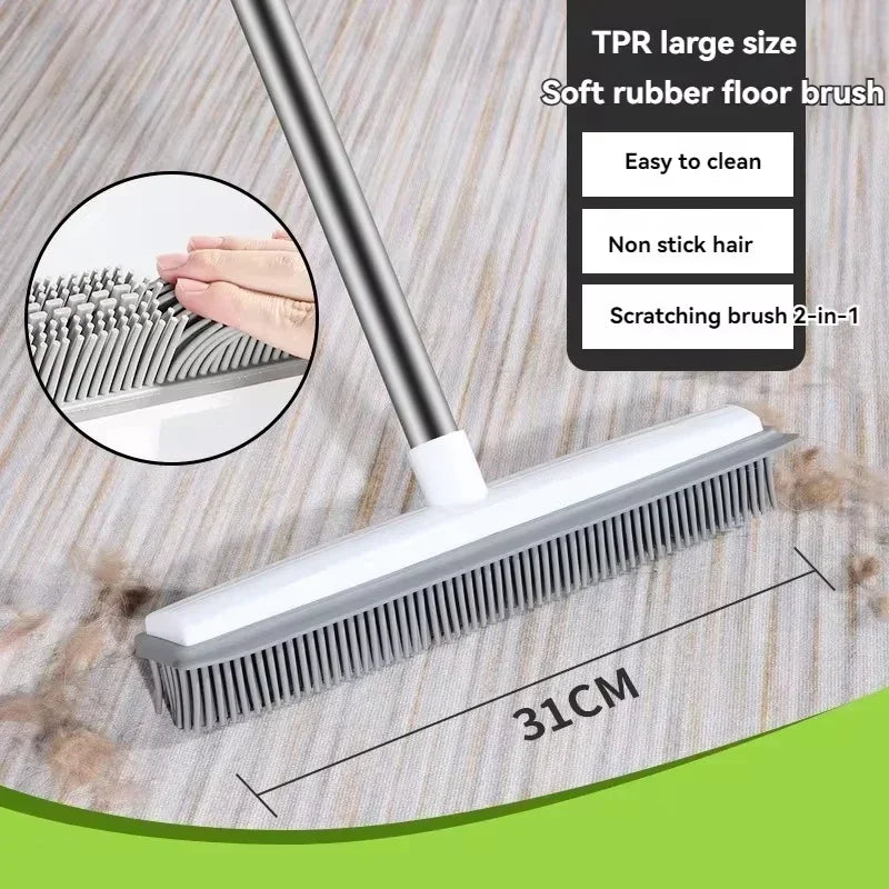 Rubber pet hair broom - Rubber Broom Carpet Rake for Pet Hair