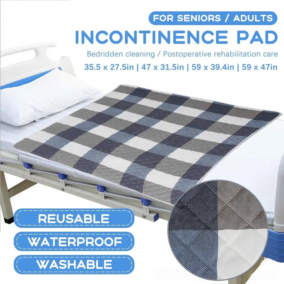 Urine Mat Elder Incontinence Pad Bed Protector - Waterproof Washable Mattress