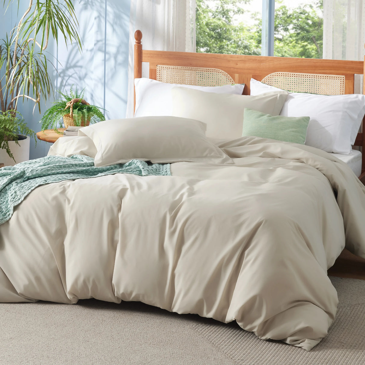 Bedsure Duvet Cover - Polyester & Rayon Derived from Bamboo Cooling Duvet Cover Set