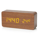 Wooden Digital Alarm Clock - LED Alarm Desk Clock