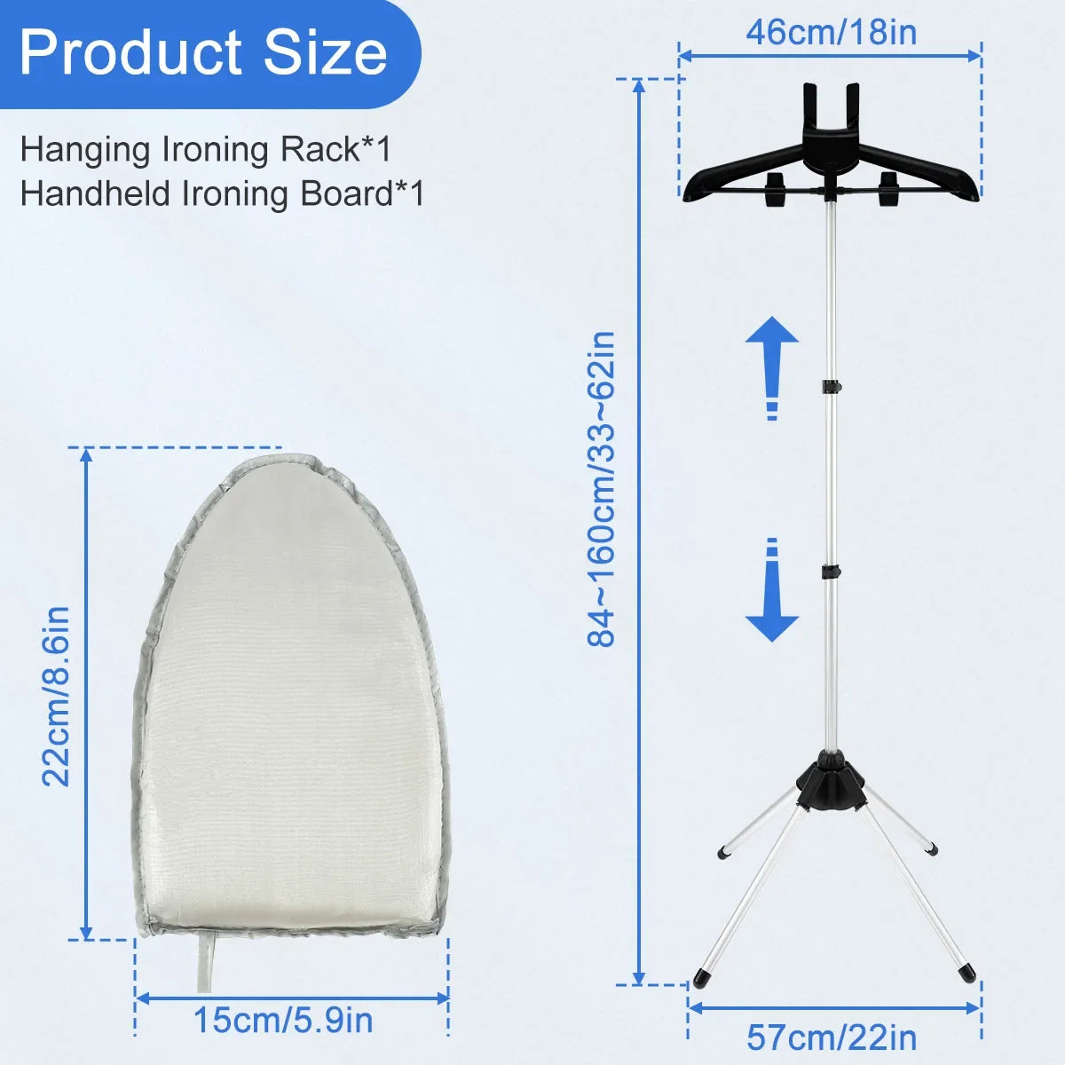 Steamer Stand with Hand-held Ironing Board - Telescopic Garment Steamer Rack