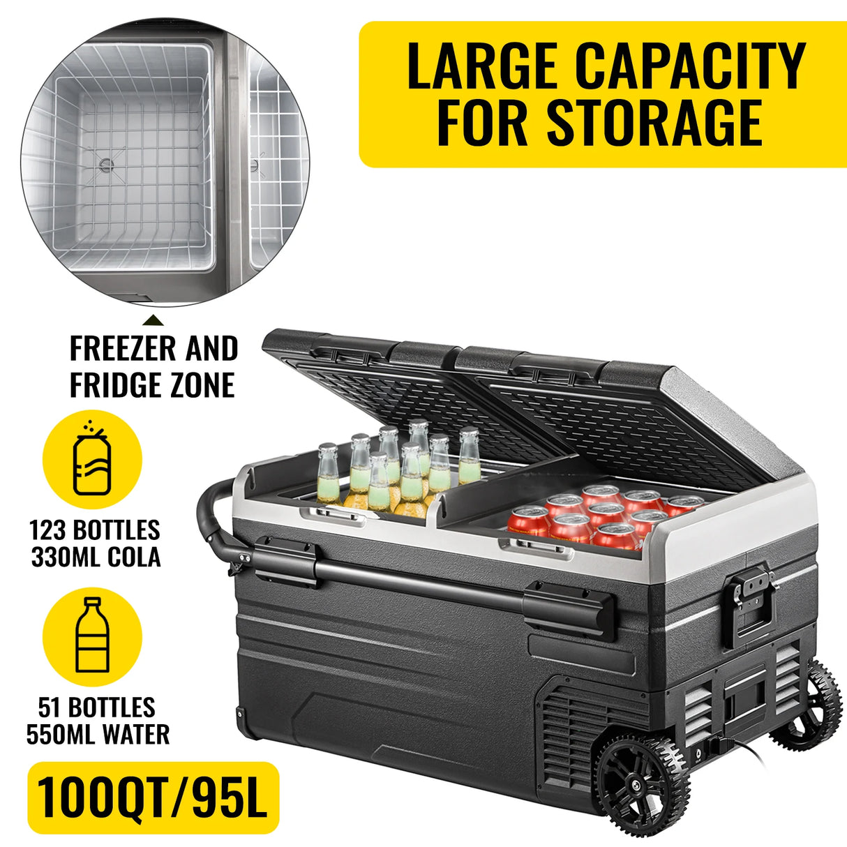 Portable Fridge Freezer - VEVOR 15L 95L Car Refrigerator