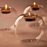 Transparent Glass Candle Holder - Dinner Table  Round Glass Candlestick