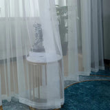 Asazal White Tulle Sheer Bay Window Gauze Curtains