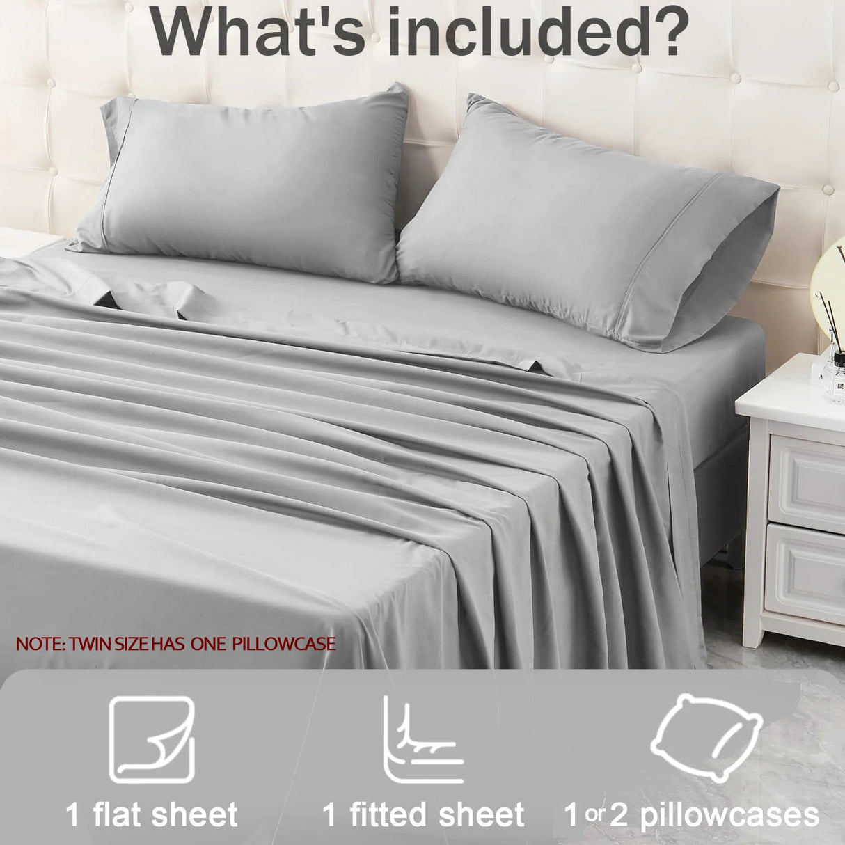 Battilo Double Bed Sheet Set - 4Pieces Bedding Set with Pillowscase