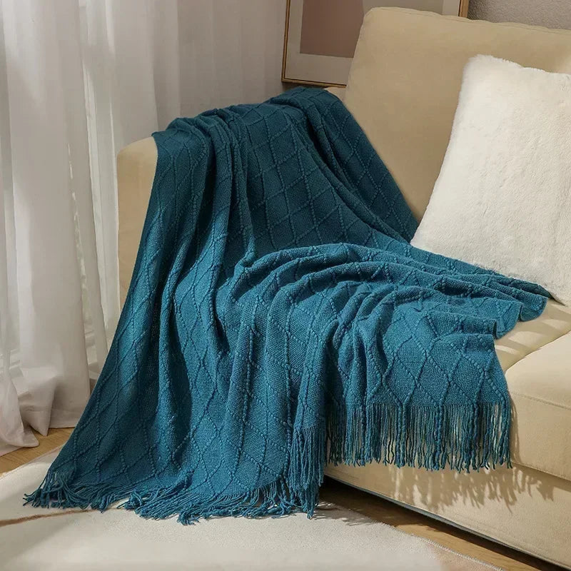 Knitted Throw Nordic Knitted Shawl Sofa Blanket