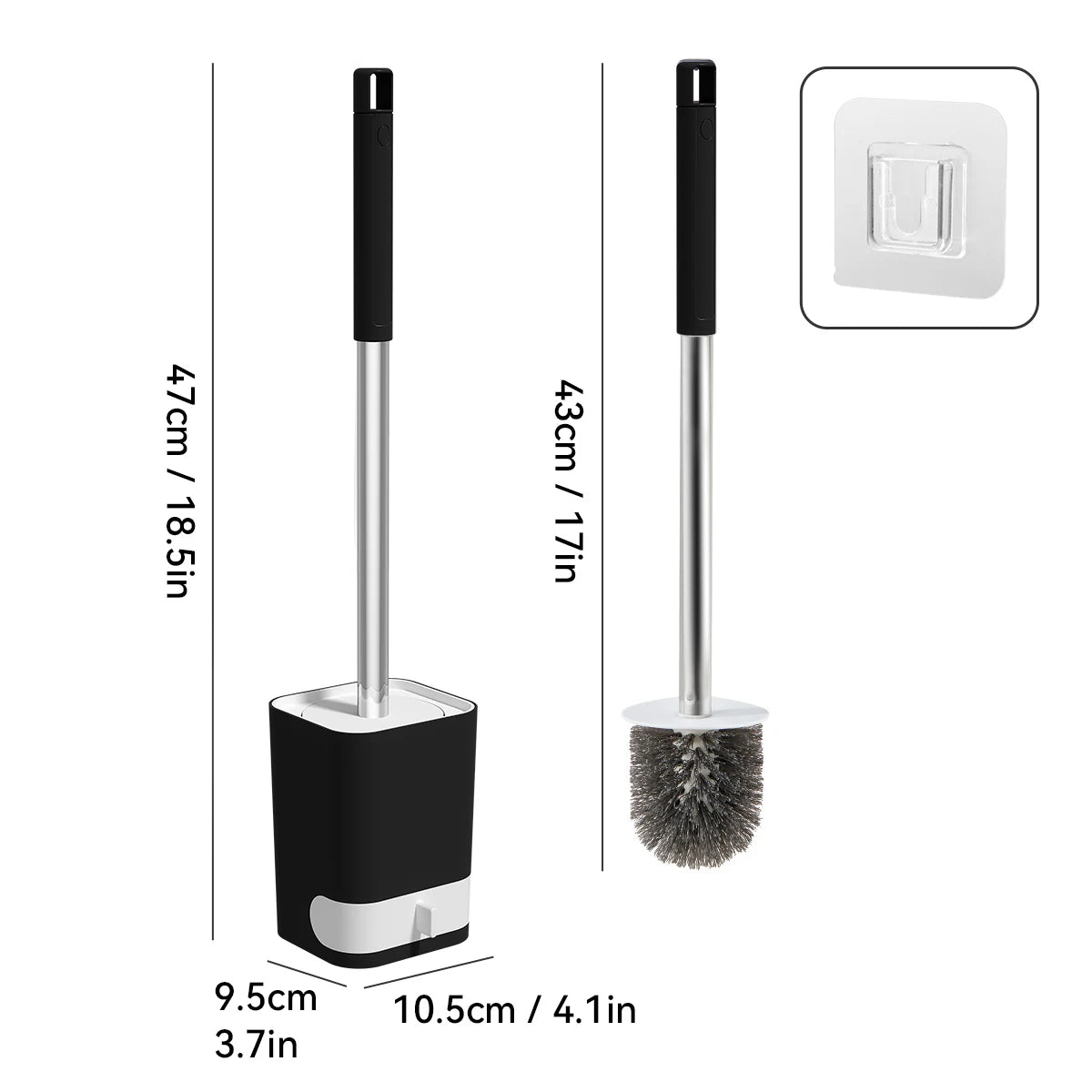 Wall-mounted toilet brush -WORTHBUY Punch-Free Wall Mounted Toilet Brush With Drainable Base