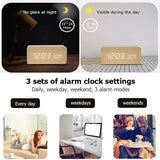 Wooden Digital Alarm Clock - LED Alarm Desk Clock