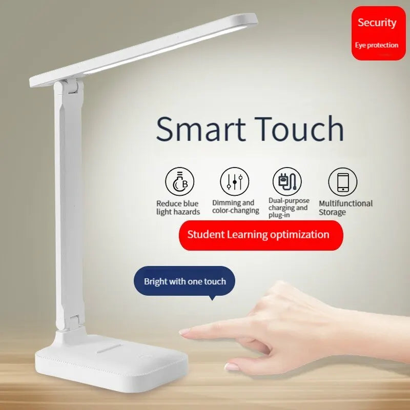 LED Touch Switch White Folding Desk Lamp