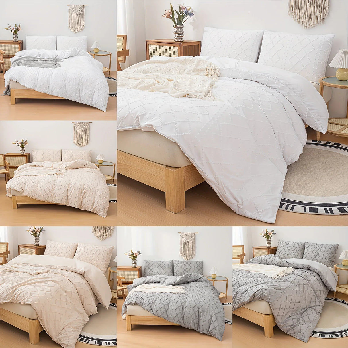 2/3pcs Luxurious Modern Tufted Duvet Cover Set