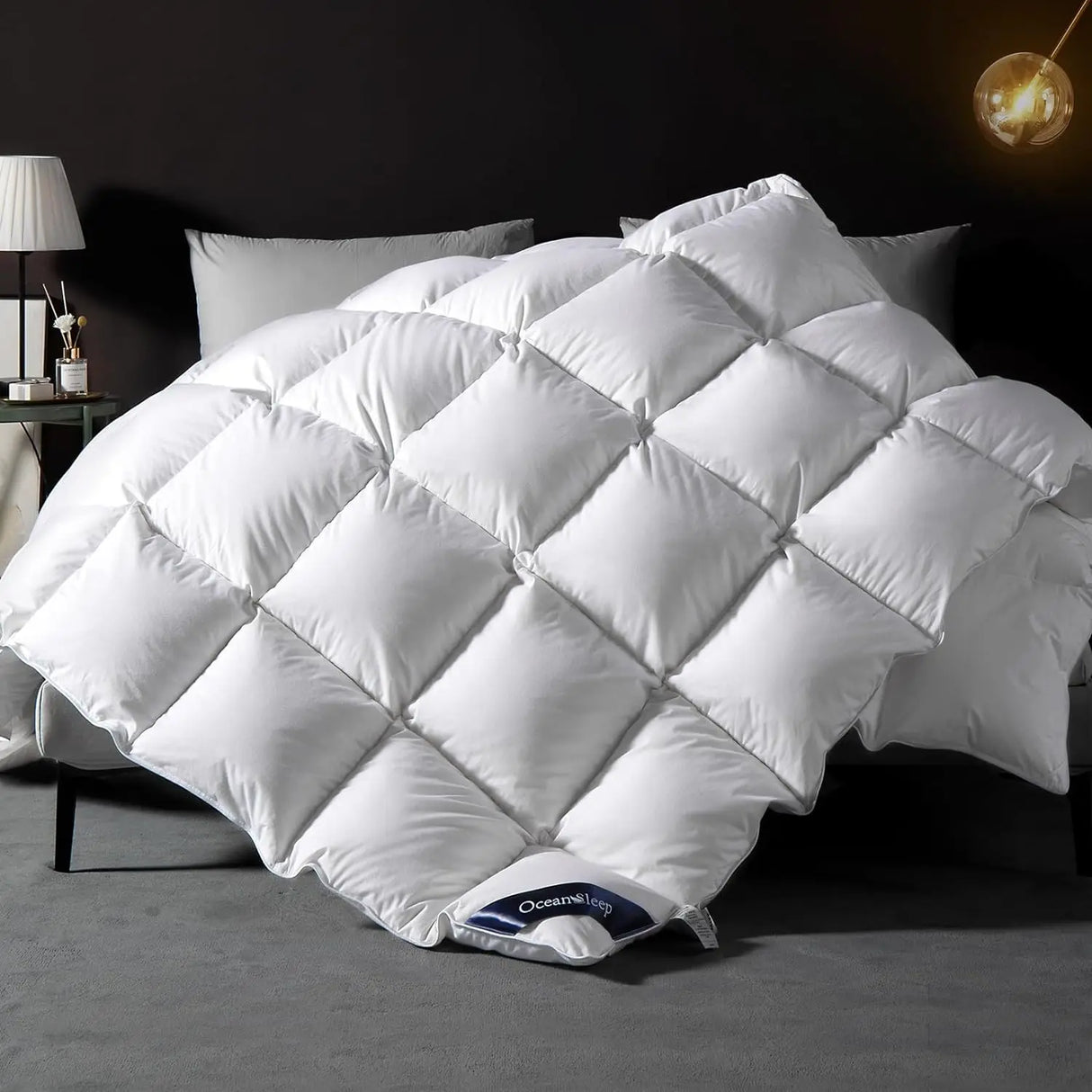 Goose Down Comforter - King/Queen Size White Fluffy Feather Duvet Insert