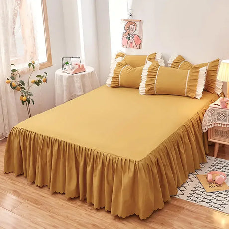 1pc Plain Dyed Solid Color Bed Skirt with Elastic