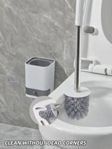 Wall-mounted toilet brush -WORTHBUY Punch-Free Wall Mounted Toilet Brush With Drainable Base