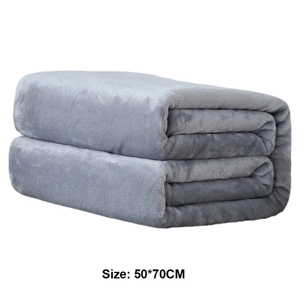 Grey Flannel Fleece Blanket - Soft Warm Throw Bed Covers