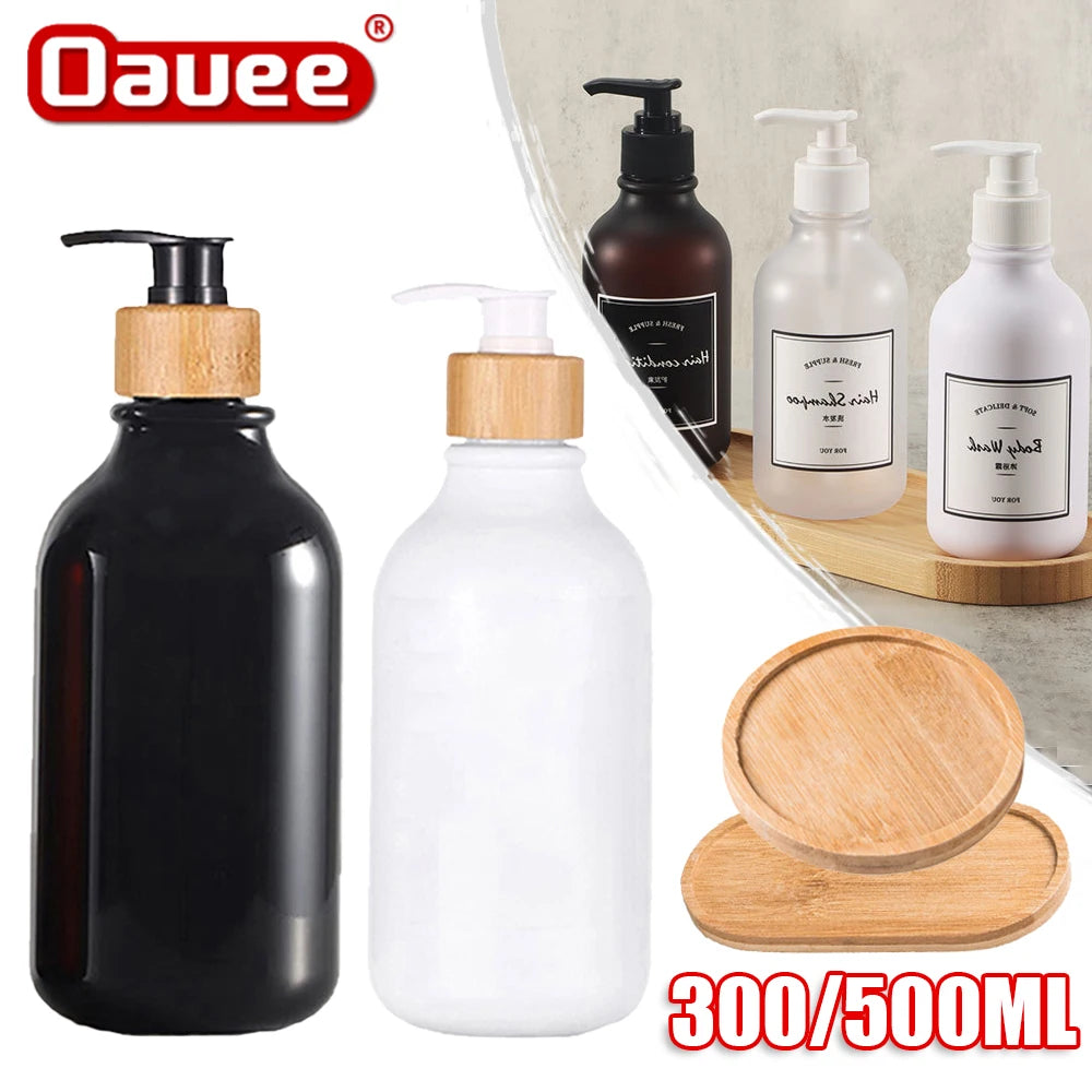 Bamboo Pump Soap Dispenser - 300/500ml Liquid Dish Soap Dispenser