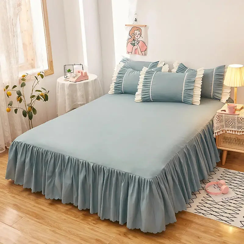 1pc Plain Dyed Solid Color Bed Skirt with Elastic