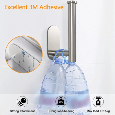 Self-Adhesive No-Drill Steel Toilet Paper Holder