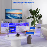 79" LED TV Stand for,  High Gloss TV Cabinet w/Adjustable Storage Shelf