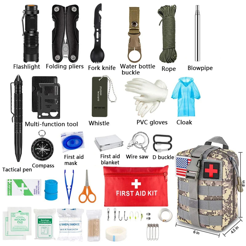 Survival First Aid Kit - Survival Full Set Molle Outdoor Gear Emergency Kits