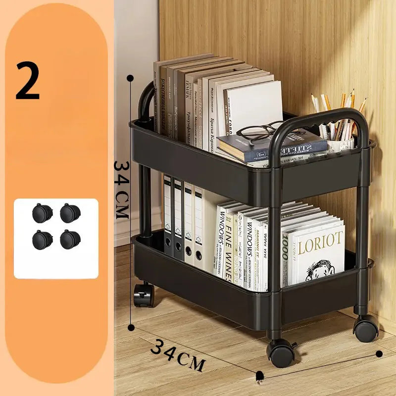 Household Multi-layer Small Cart Storage Rack - Floor To Floor Storage Rack With Wheels