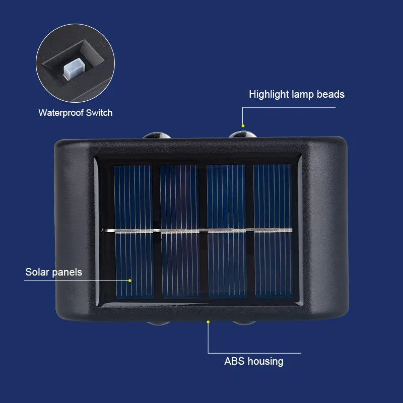 Solar Waterproof Wall Light - 4LED Beads Up and Down Lights