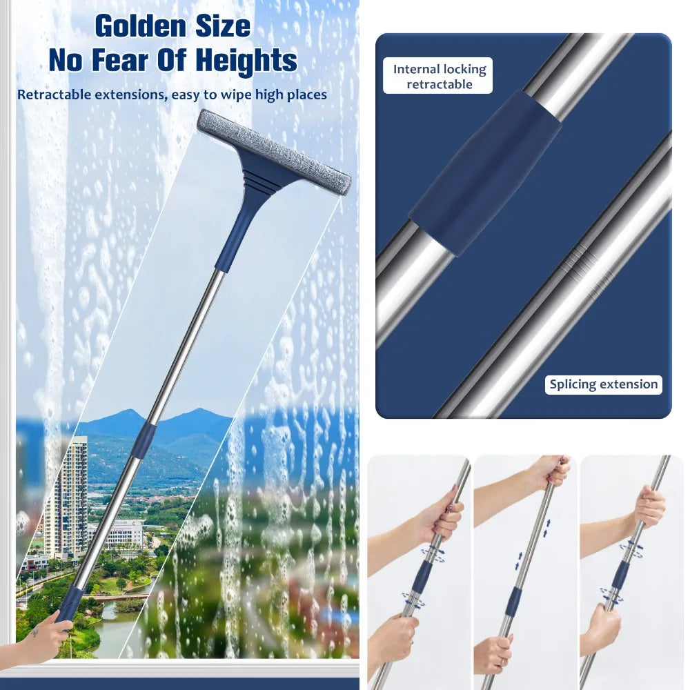 Long Handle Window Cleaner Squeegee Brush