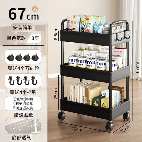 Trolley Rack Multi-Layer Mobile Multi-Functional Storage Rack