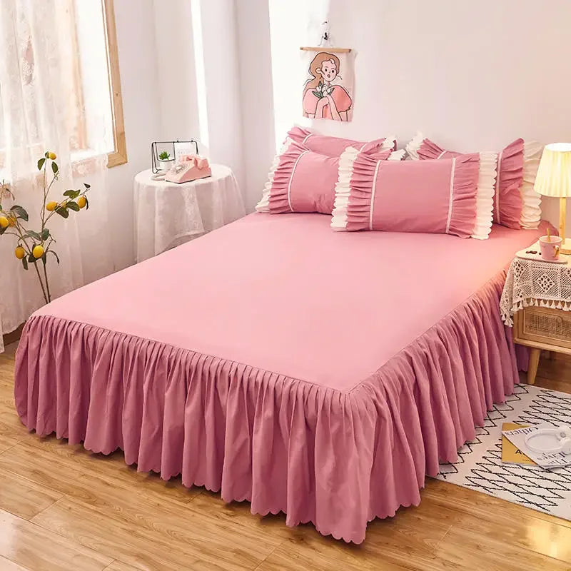 1pc Plain Dyed Solid Color Bed Skirt with Elastic