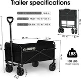 Collapsible Wagon Carts - Foldable Heavy Duty Beach Folding Wagon Cart with Wheels