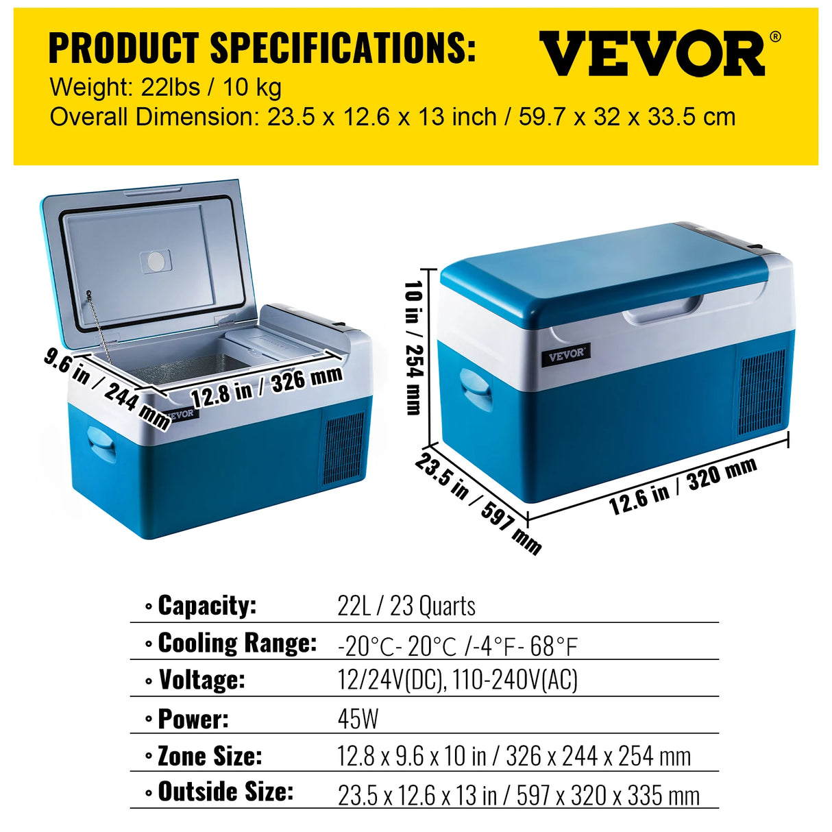 Vevor car refrigerator - Mini Fridge Freezer Portable Compressor Cooler