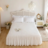 1PC100% polyester single solid color pleated bed skirt