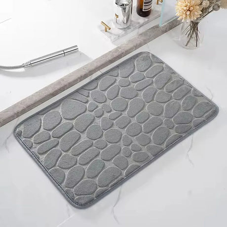 3D Non Slip Bathroom Mat Cobblestone Embossed Bath Mats