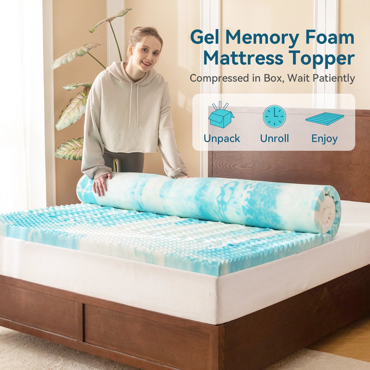 Hcore Mattress Topper, 5-Zone Memory Foam Mattress Topper