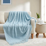 Nordic Textured Knitted Blankets with Tassels