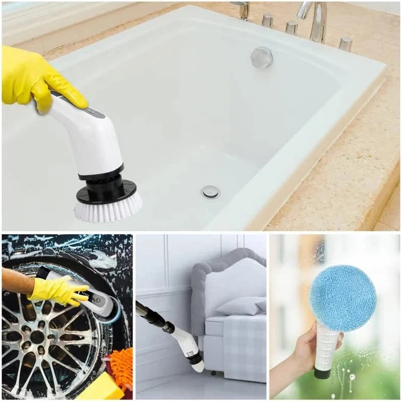 7 In 1 Electric Cleaning Brush - Electric Turbo Scrub Brush Rotating Scrubber Window Wall Cleaner