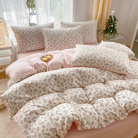 Cartoon Floral Duvet Cover Set - 3-piece cartoon heart-shaped devet