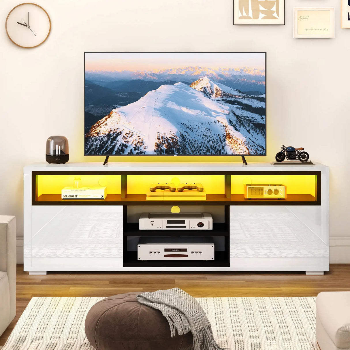 High Gloss TV Stand with LED Lights