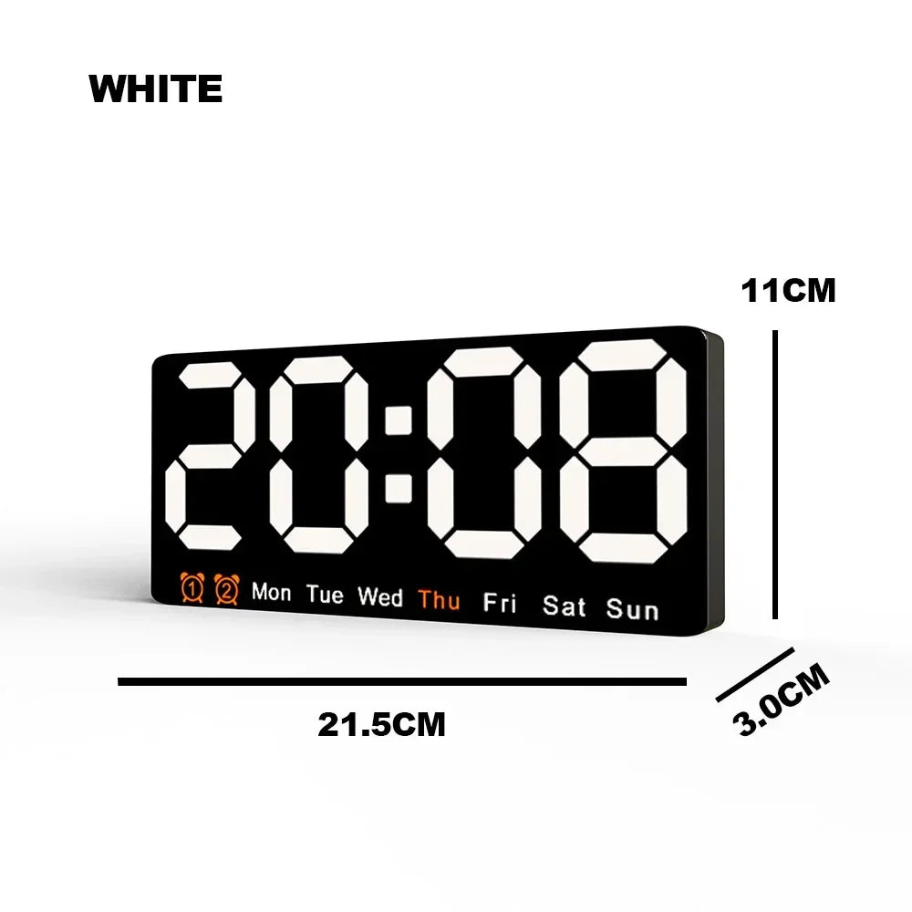 Large Colorful LED Digital Alarm Clock With Date & Temperature