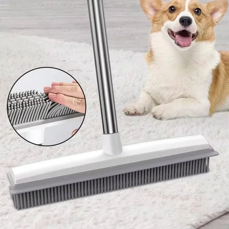 Rubber pet hair broom - Rubber Broom Carpet Rake for Pet Hair