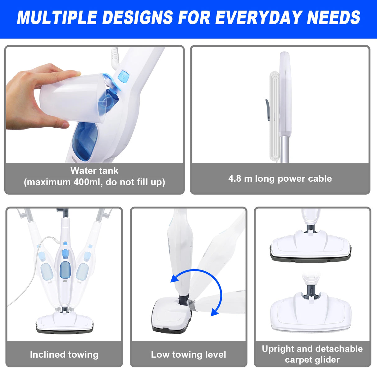 DayPlus Steam Mop&Detachable Steam Cleaner, 1500W Floor Steamer