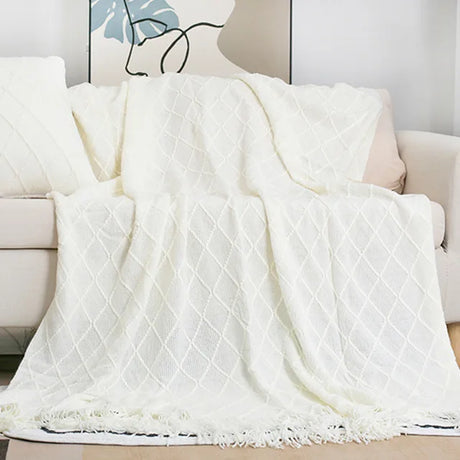 Nordic Knitted TV Blankets with Tassels