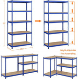 Topeakmart 3PCS 5-Tier Utility Shelves, Metal Adjustable Garage Storage Shelves