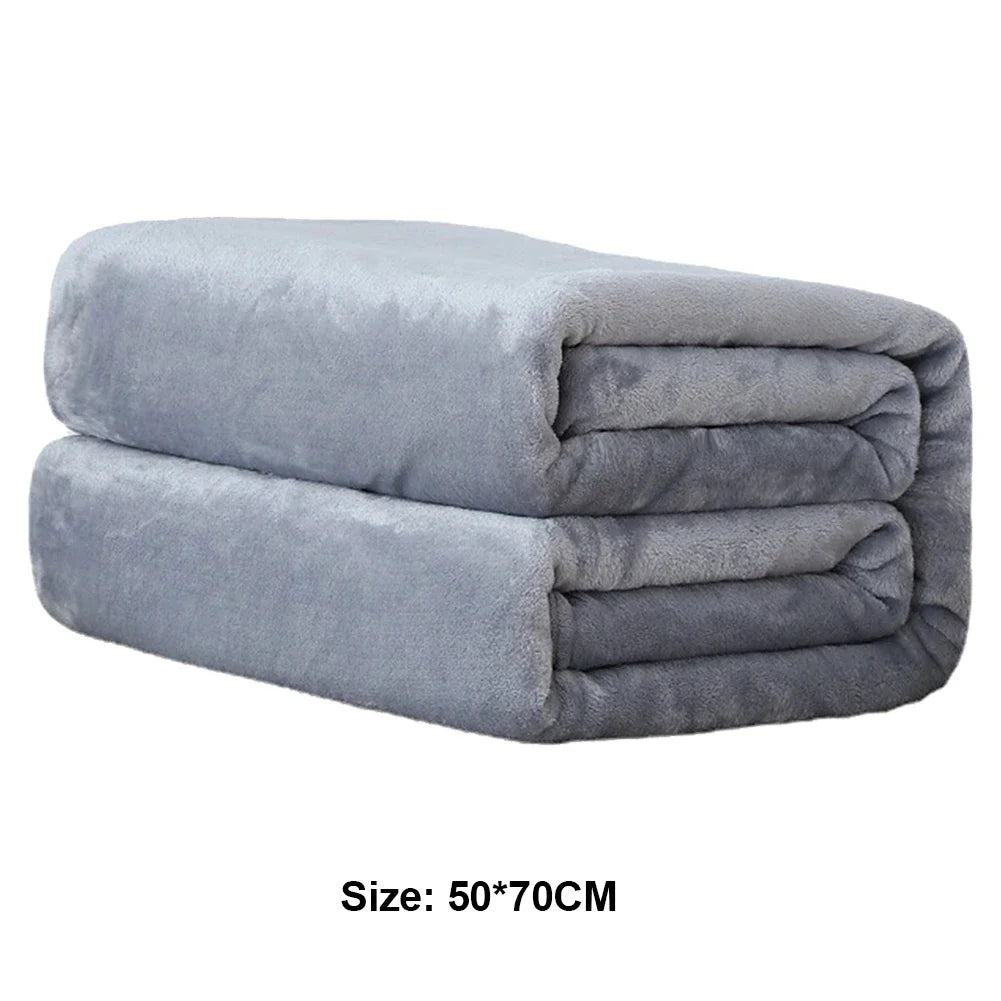 Grey Flannel Fleece Blanket - Soft Warm Throw Bed Covers