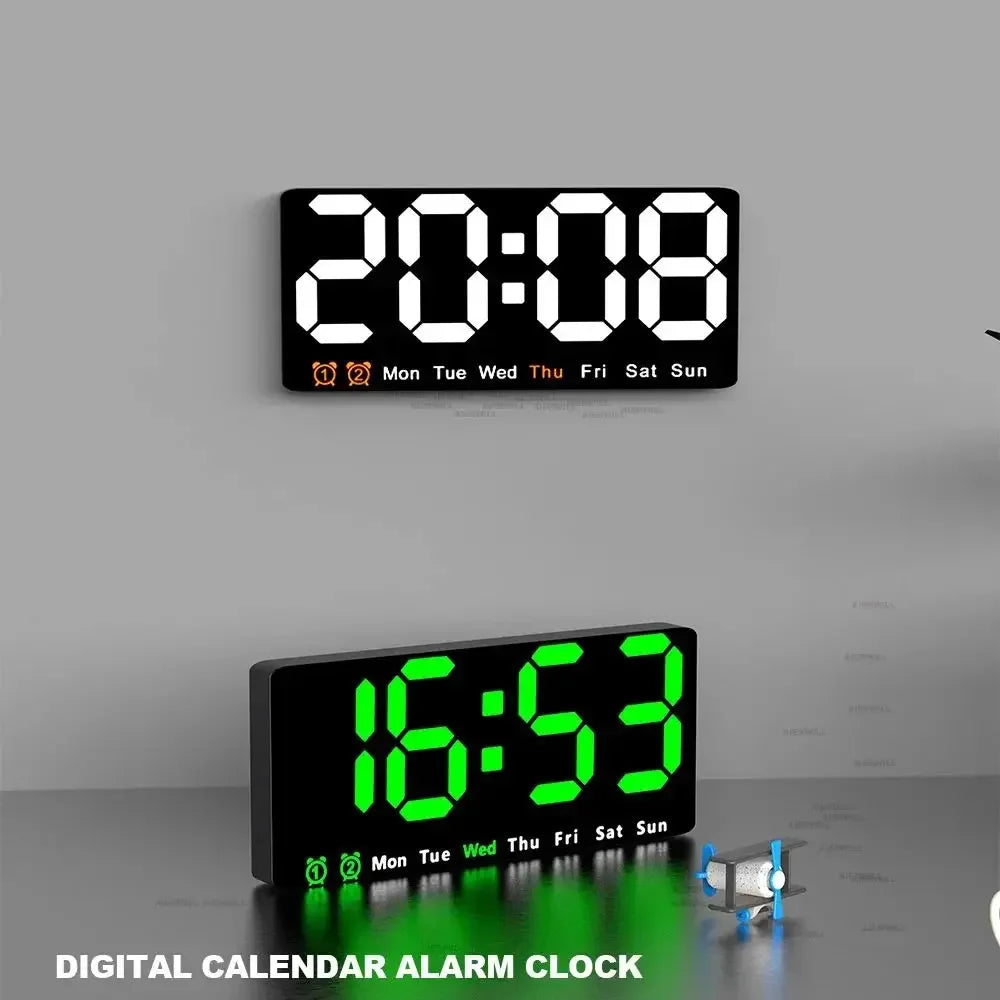 Large Colorful LED Digital Alarm Clock With Date & Temperature