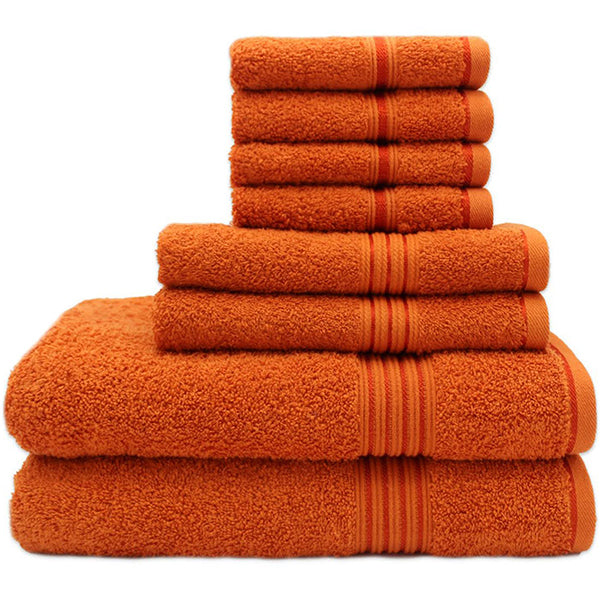 Colored Towel Set, 8 Pcs Pack | 2 Bath Towel, 2 Hand Towel, 4 Wash Cloth