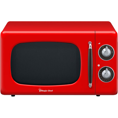 Magic Chef 0.7 Cu Ft Retro Countertop, 700 Watt, Rotary Dial, Timer, 7 Power Levels